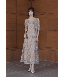 フラワーレースボレロセットドレス 2点セット キャミワンピース 結婚式 成人式 二次会 同窓会 入学式 卒業式 パーティードレス オケージョンドレス お呼ばれ