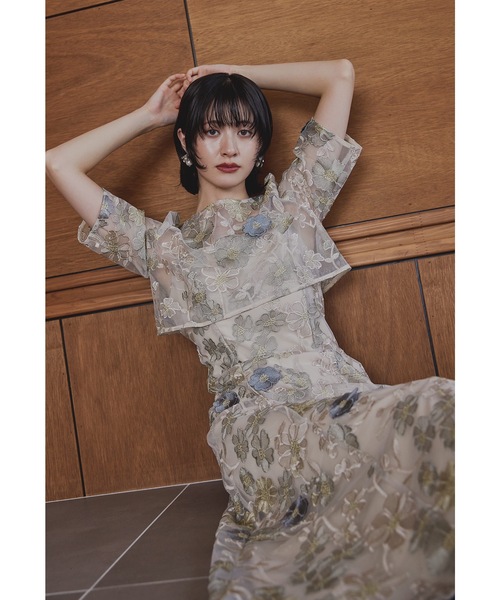 フラワーレースボレロセットドレス 2点セット キャミワンピース 結婚式