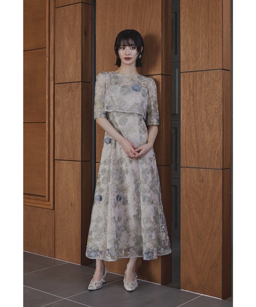 niana(ニアナ)の「フラワーレースボレロセットドレス 2点セット キャミワンピース 結婚式 成人式 二次会 同窓会 入学式 卒業式 パーティードレス オケージョンドレス お呼ばれ(ドレス・レディース・チャコール/グレイッシュベージュ/グリーン/ピンク・M)」の6枚目の写真