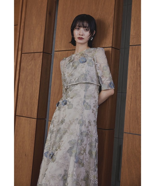 niana(ニアナ)の「フラワーレースボレロセットドレス 2点セット キャミワンピース 結婚式 成人式 二次会 同窓会 入学式 卒業式 パーティードレス オケージョンドレス お呼ばれ(ドレス・レディース・チャコール/グレイッシュベージュ/グリーン/ピンク・M)」の7枚目の写真