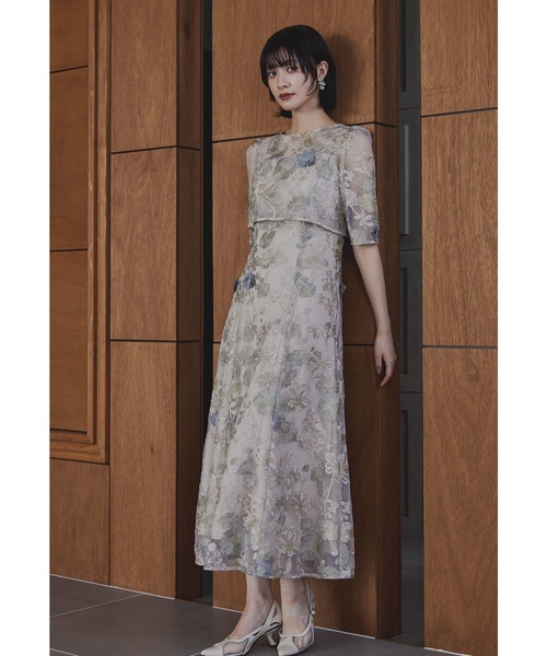 niana(ニアナ)の「フラワーレースボレロセットドレス 2点セット キャミワンピース 結婚式 成人式 二次会 同窓会 入学式 卒業式 パーティードレス オケージョンドレス お呼ばれ(ドレス・レディース・チャコール/グレイッシュベージュ/グリーン/ピンク・M)」の8枚目の写真