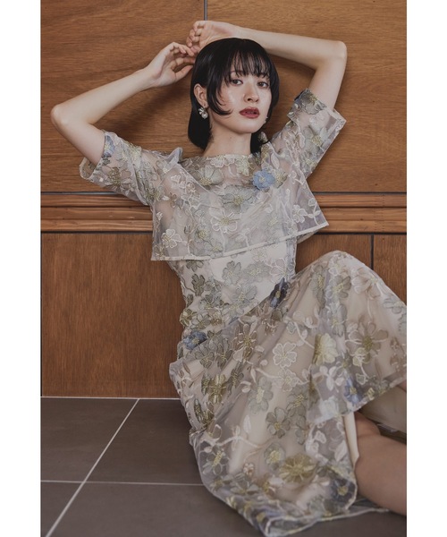 niana(ニアナ)の「フラワーレースボレロセットドレス 2点セット キャミワンピース 結婚式 成人式 二次会 同窓会 入学式 卒業式 パーティードレス オケージョンドレス お呼ばれ(ドレス・レディース・チャコール/グレイッシュベージュ/グリーン/ピンク・M)」の12枚目の写真