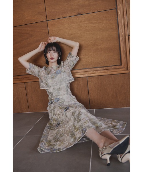 niana(ニアナ)の「フラワーレースボレロセットドレス 2点セット キャミワンピース 結婚式 成人式 二次会 同窓会 入学式 卒業式 パーティードレス オケージョンドレス お呼ばれ(ドレス・レディース・チャコール/グレイッシュベージュ/グリーン/ピンク・M)」の13枚目の写真