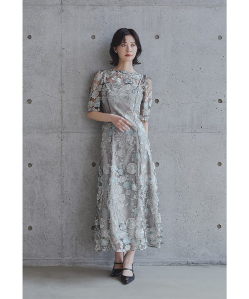 niana(ニアナ)の「フラワーレースボレロセットドレス 2点セット キャミワンピース 結婚式 成人式 二次会 同窓会 入学式 卒業式 パーティードレス オケージョンドレス お呼ばれ(ドレス・レディース・チャコール/グレイッシュベージュ/グリーン/ピンク・M)」の14枚目の写真