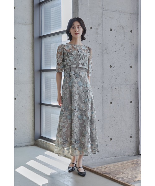 niana(ニアナ)の「フラワーレースボレロセットドレス 2点セット キャミワンピース 結婚式 成人式 二次会 同窓会 入学式 卒業式 パーティードレス オケージョンドレス お呼ばれ(ドレス・レディース・チャコール/グレイッシュベージュ/グリーン/ピンク・M)」の18枚目の写真