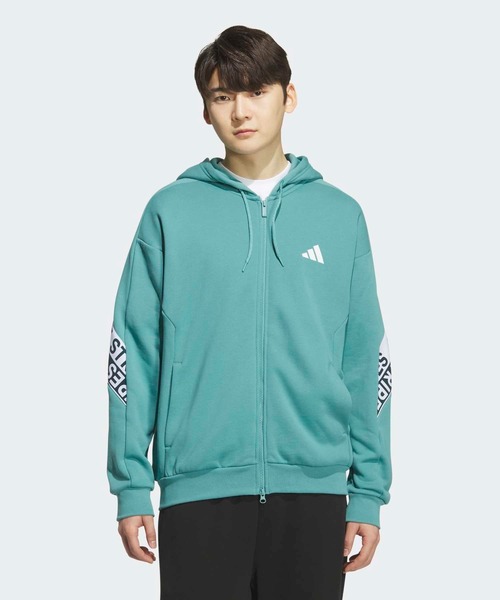 adidas 水色 パーカー レア adidas アディダス ジップアップパーカー ワンポイント XL 水色