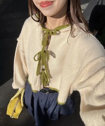 CIAOPANIC | 【新色追加】配色リボンニットフーディー(カーディガン/ボレロ)