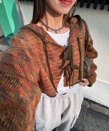 CIAOPANIC | 【新色追加】配色リボンニットフーディー(カーディガン/ボレロ)