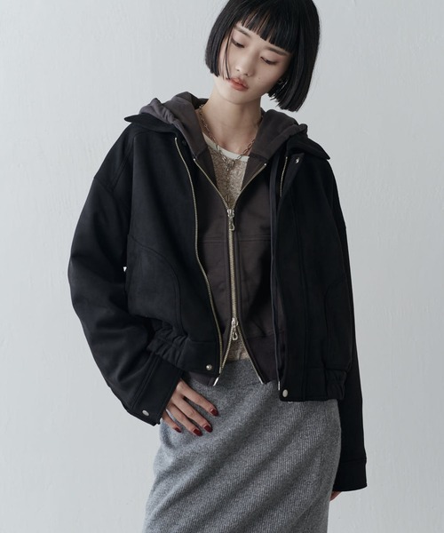 Lui's(ルイス)の「スウェードZIPブルゾン(ブルゾン・レディース・ブラウン系その他/ブラック・FREE)」の1枚目の写真