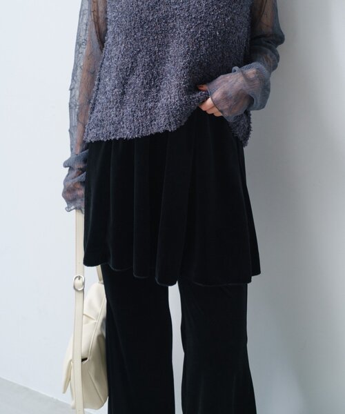 Kastane（カスタネ）の「【WEB・一部店舗限定/2サイズ展開/低身長サイズ】ベロアスカパンSET（その他パンツ・レディース・ブラウン/ブラック・0/1）」の4枚目の写真