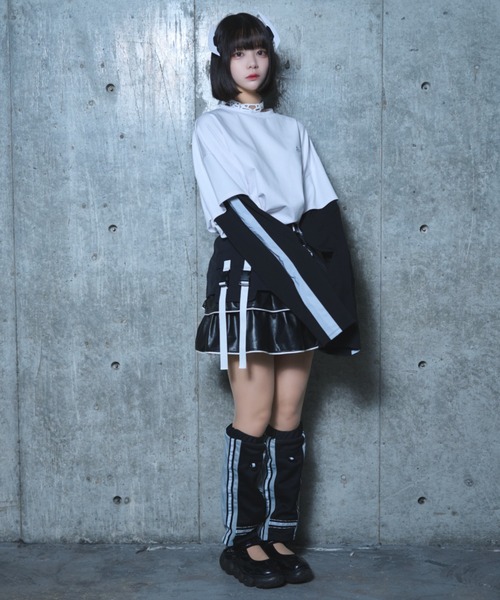 Re:CRYPT(リクリプト)の「PU フリル ティアードスカート / インパン付き 3段フリル ウエストゴム(スカート・レディース・ブラック・F)」の8枚目の写真