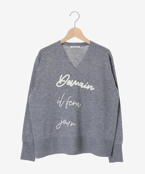 le.coeur blanc(ルクールブラン)の「フレーズロゴ刺繍Vネックニット(ニット/セーター・レディース・ブラウン/グレー/ホワイト・38)」の14枚目の写真