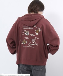 黒のフルジップパーカー 赤い十字架刺繍 桜舞う幻想の夜」ドルマンスリーブ総刺繍パーカー 今昔 KJ-29182