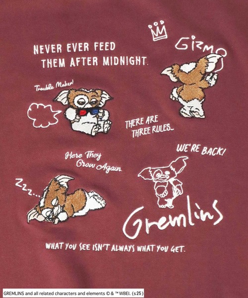Salong hameu(サロン ハミュー)の「GREMLINS(グレムリン)GIZMO ギズモ キャラクター刺繍スウェットジップパーカー/ユニセックス(パーカー・メンズ・チャコールグレー/ホワイト系その他/ワインレッド・M/L/LL)」の12枚目の写真