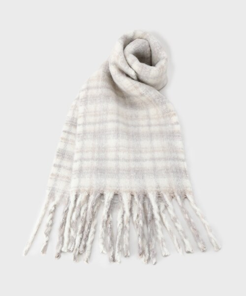THE SHOP TK （ザ ショップ ティーケー ）の「【大き目サイズ】大人ふわふわチェックマフラー（ストール/ショール・レディース・ネイビー系1/アイボリー系1/ワイン系3・00）」の5枚目の写真