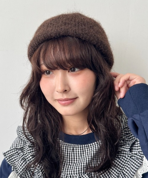 SOLLON.（ソルロン）の「モヘアニットベレー帽（ハンチング/ベレー帽・レディース・ベージュ/レッド/ブラウン/ブラック/アイボリー/グレー・FREE）」の4枚目の写真