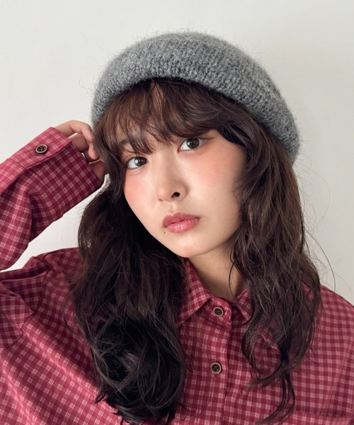 SOLLON.（ソルロン）の「モヘアニットベレー帽（ハンチング/ベレー帽・レディース・ベージュ/レッド/ブラウン/ブラック/アイボリー/グレー・FREE）」の3枚目の写真