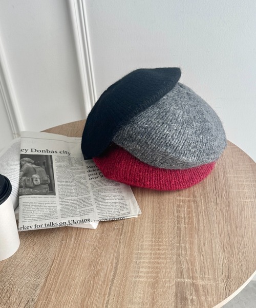 SOLLON.（ソルロン）の「モヘアニットベレー帽（ハンチング/ベレー帽・レディース・ベージュ/レッド/ブラウン/ブラック/アイボリー/グレー・FREE）」の8枚目の写真