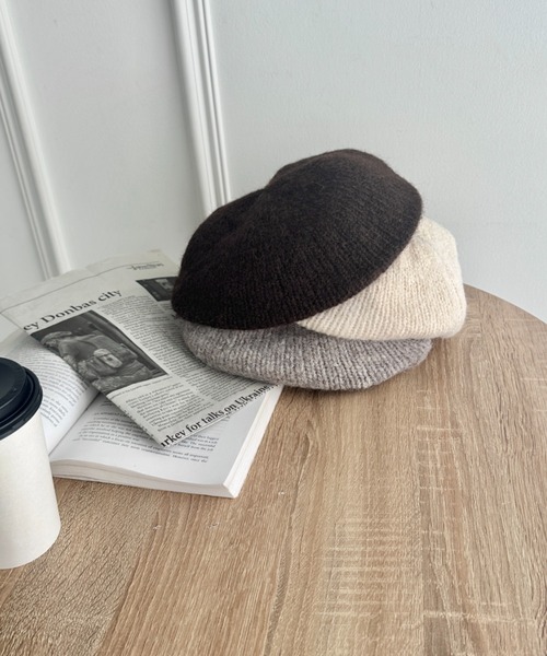 SOLLON.（ソルロン）の「モヘアニットベレー帽（ハンチング/ベレー帽・レディース・ベージュ/レッド/ブラウン/ブラック/アイボリー/グレー・FREE）」の9枚目の写真