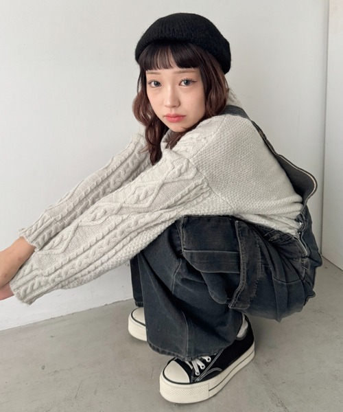 SOLLON.（ソルロン）の「モヘアニットベレー帽（ハンチング/ベレー帽・レディース・ベージュ/レッド/ブラウン/ブラック/アイボリー/グレー・FREE）」の14枚目の写真