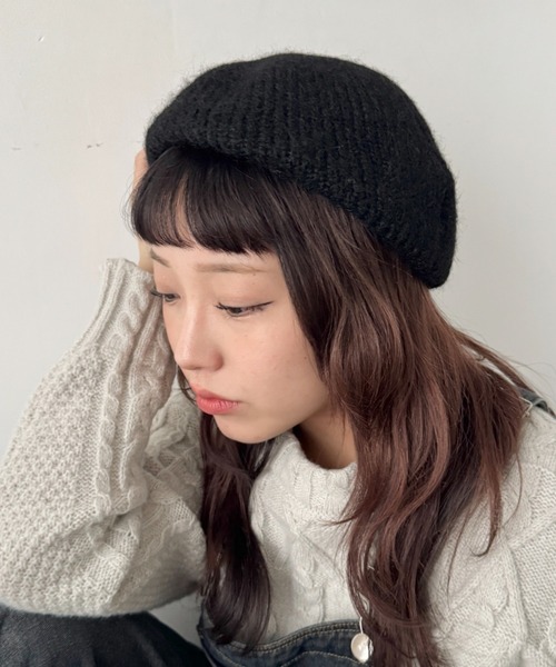 SOLLON.（ソルロン）の「モヘアニットベレー帽（ハンチング/ベレー帽・レディース・ベージュ/レッド/ブラウン/ブラック/アイボリー/グレー・FREE）」の10枚目の写真