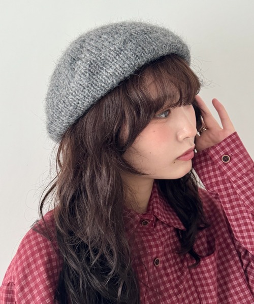 SOLLON.（ソルロン）の「モヘアニットベレー帽（ハンチング/ベレー帽・レディース・ベージュ/レッド/ブラウン/ブラック/アイボリー/グレー・FREE）」の16枚目の写真