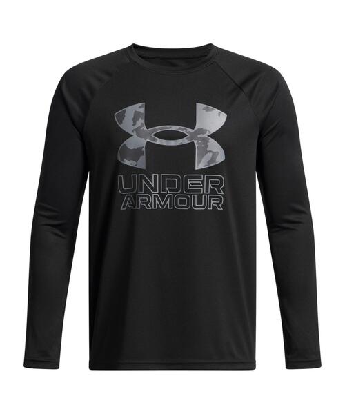 UNDER ARMOUR(アンダーアーマー)の「UAテック ハイブリッド プリント フィル ロングスリーブ Tシャツ(トレーニング/キッズ)(Tシャツ/カットソー・キッズ・ブラック系その他3・160cm/150cm/140cm)」の1枚目の写真