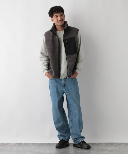 FOUND GOOD（ファウンドグッド）の「ニットフリースプルオーバー（ニット/セーター・メンズ・グレー系/グレー系8/ネイビー・S/M/L/XL）」の4枚目の写真