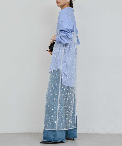 GALLARDAGALANTE（ガリャルダガランテ）の「ビジューシアーキャミワンピース（ワンピース・レディース・ライトグレー/ブラック・FREE）」の11枚目の写真