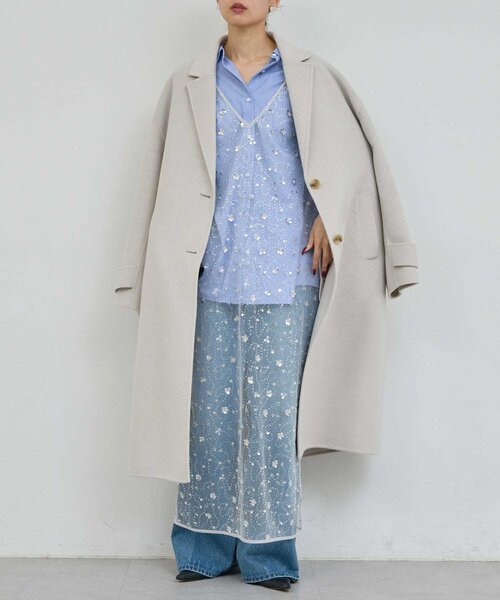 GALLARDAGALANTE（ガリャルダガランテ）の「ビジューシアーキャミワンピース（ワンピース・レディース・ライトグレー/ブラック・FREE）」の13枚目の写真