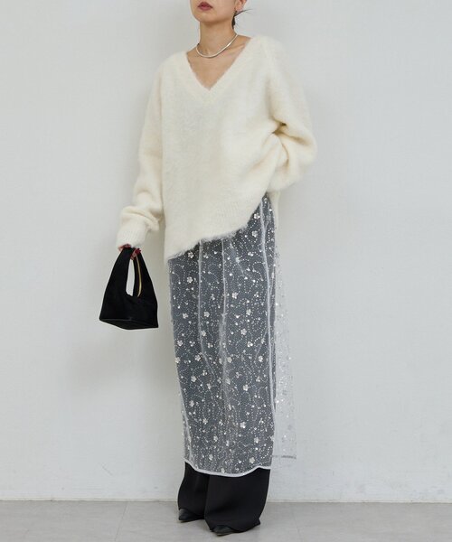 GALLARDAGALANTE（ガリャルダガランテ）の「ビジューシアーキャミワンピース（ワンピース・レディース・ライトグレー/ブラック・FREE）」の15枚目の写真