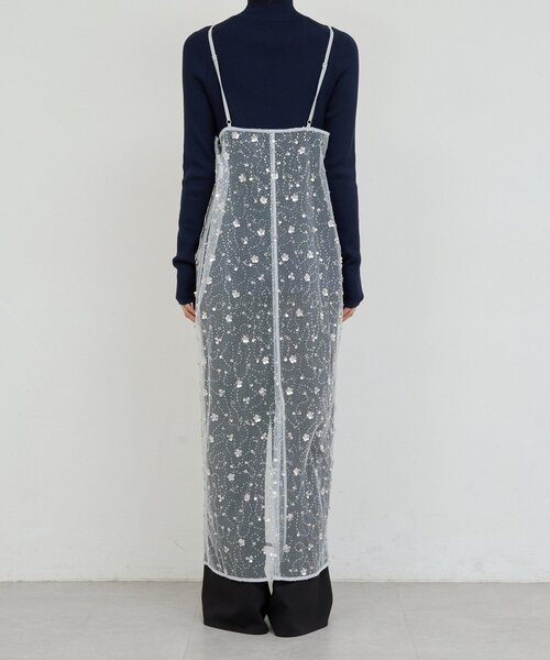 GALLARDAGALANTE（ガリャルダガランテ）の「ビジューシアーキャミワンピース（ワンピース・レディース・ライトグレー/ブラック・FREE）」の18枚目の写真