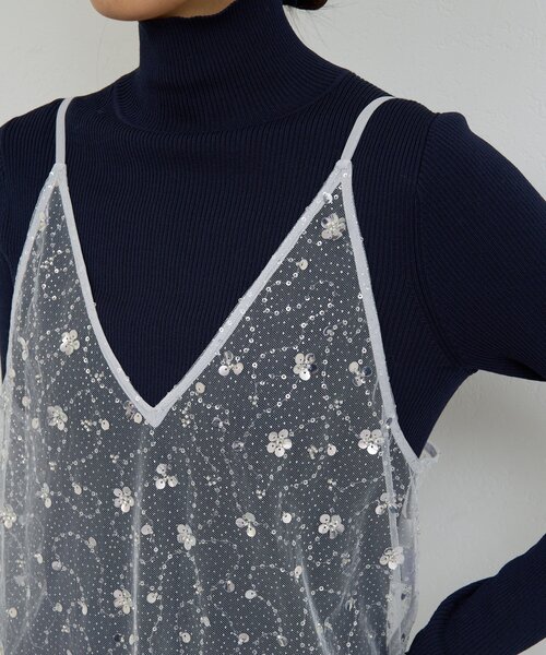 GALLARDAGALANTE（ガリャルダガランテ）の「ビジューシアーキャミワンピース（ワンピース・レディース・ライトグレー/ブラック・FREE）」の19枚目の写真