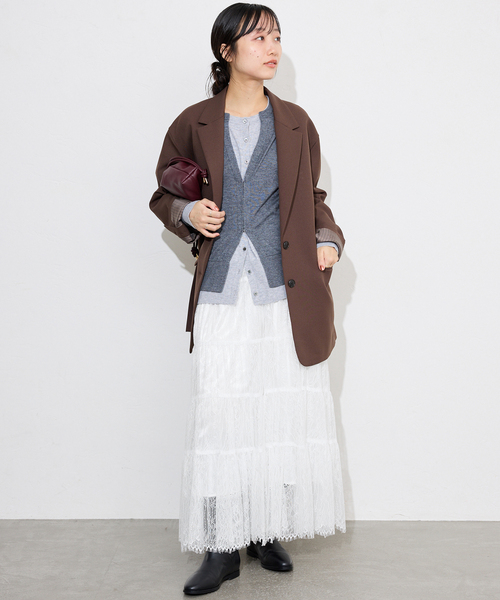 SLOBE IENA（スローブイエナ）の「レースティアードスカート（スカート・レディース・ホワイト/ブラウン・FREE）」の3枚目の写真