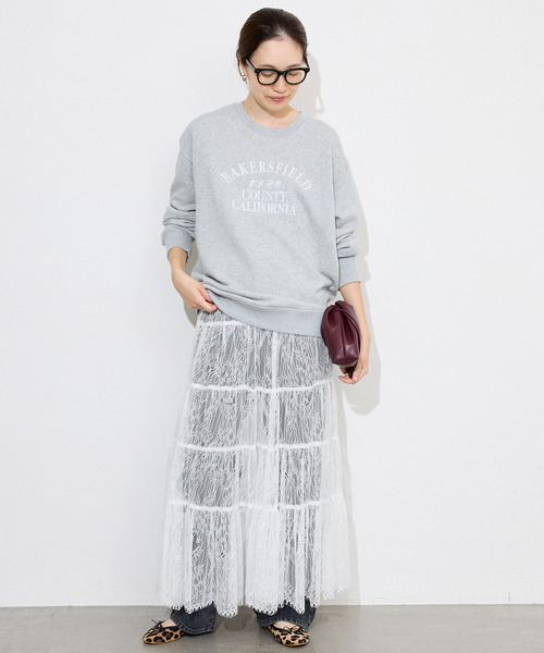 SLOBE IENA（スローブイエナ）の「レースティアードスカート（スカート・レディース・ホワイト/ブラウン・FREE）」の10枚目の写真