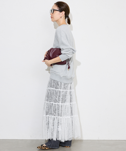 SLOBE IENA（スローブイエナ）の「レースティアードスカート（スカート・レディース・ホワイト/ブラウン・FREE）」の13枚目の写真