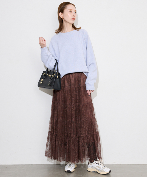 SLOBE IENA（スローブイエナ）の「レースティアードスカート（スカート・レディース・ホワイト/ブラウン・FREE）」の15枚目の写真