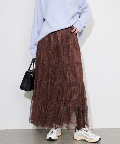 SLOBE IENA（スローブイエナ）の「レースティアードスカート（スカート・レディース・ホワイト/ブラウン・FREE）」の22枚目の写真