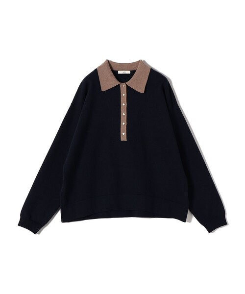 さくら　ships サイド スリットゴールド ポロニット セール】【WEB限定】〈手洗い可能〉サイド スリット ゴールド 釦 ポロ