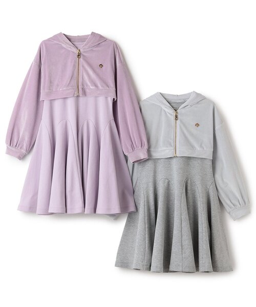 kate spade new york kids（ケイトスペードニューヨーク）の「シアーベロアパーカ＆カットワンピースセット（ワンピース・キッズ・グレー/ピンク・130cm/120cm/140cm/150cm/160cm）」の5枚目の写真