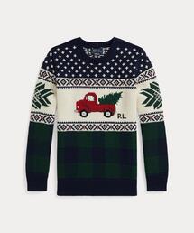 ポロ ラルフローレン インターシャ ニットネックセーター 刺繍セーター ネイビー Polo Ralph Lauren ロゴインターシャ セーター | ブルー | FARFETCH JP