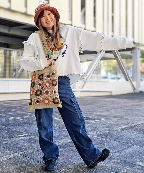 チャイハネ（チャイハネ）の「【チャイハネ】スアメルトレーナー（スウェット・レディース・ブラック/カーキ/ホワイト・FREE）」の6枚目の写真