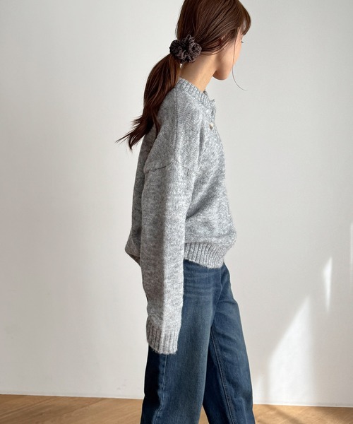 CANAL JEAN（キャナルジーン）の「El mar　ヘンリーネックオーバーニット（ニット/セーター・レディース・オートミール/ブラック/グレー・ONE SIZE）」の10枚目の写真