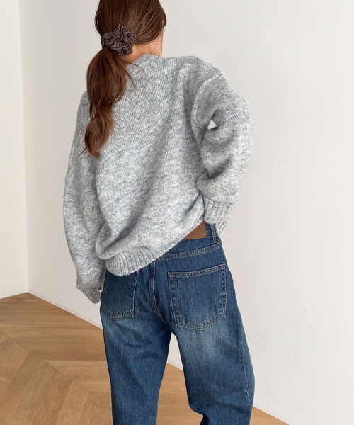 CANAL JEAN（キャナルジーン）の「El mar　ヘンリーネックオーバーニット（ニット/セーター・レディース・オートミール/ブラック/グレー・ONE SIZE）」の11枚目の写真