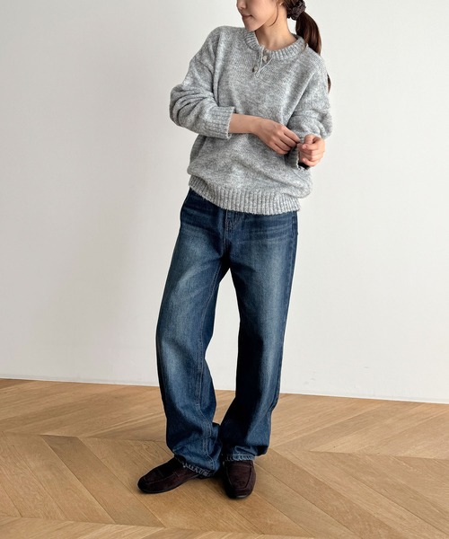 CANAL JEAN（キャナルジーン）の「El mar　ヘンリーネックオーバーニット（ニット/セーター・レディース・オートミール/ブラック/グレー・ONE SIZE）」の12枚目の写真