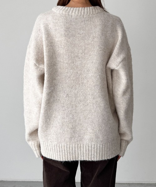 CANAL JEAN（キャナルジーン）の「El mar　ヘンリーネックオーバーニット（ニット/セーター・レディース・オートミール/ブラック/グレー・ONE SIZE）」の15枚目の写真