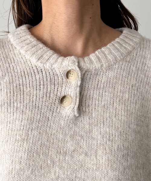 CANAL JEAN（キャナルジーン）の「El mar　ヘンリーネックオーバーニット（ニット/セーター・レディース・オートミール/ブラック/グレー・ONE SIZE）」の16枚目の写真