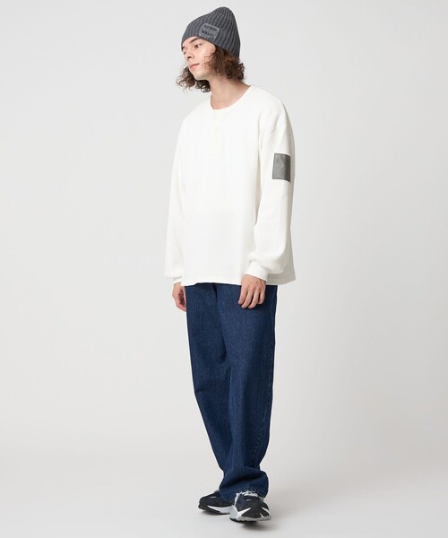 CITEN(シテン)の「<CITEN>ヘンリーネックワッフルロングスリーブシャツ(Tシャツ/カットソー・メンズ・ブラック/ホワイト・L/M)」の6枚目の写真