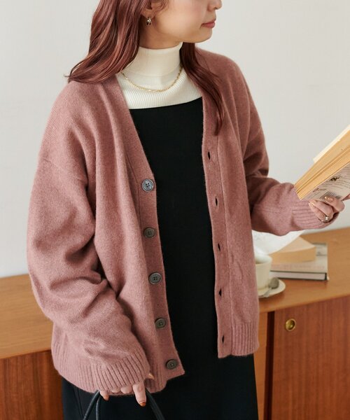 ブラック クロップドカーディガン フォックスウール襟付きクロップドカーディガン｜Liesse（リエス