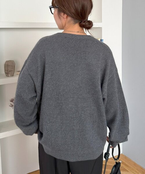 ユニセックス】フォックスブレンドVネッククロップドカーディガン